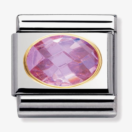 COMPOSABLE Classic FACETED CUBIC zirconia, stainless steel and bonded yellow gold (003_PINK)