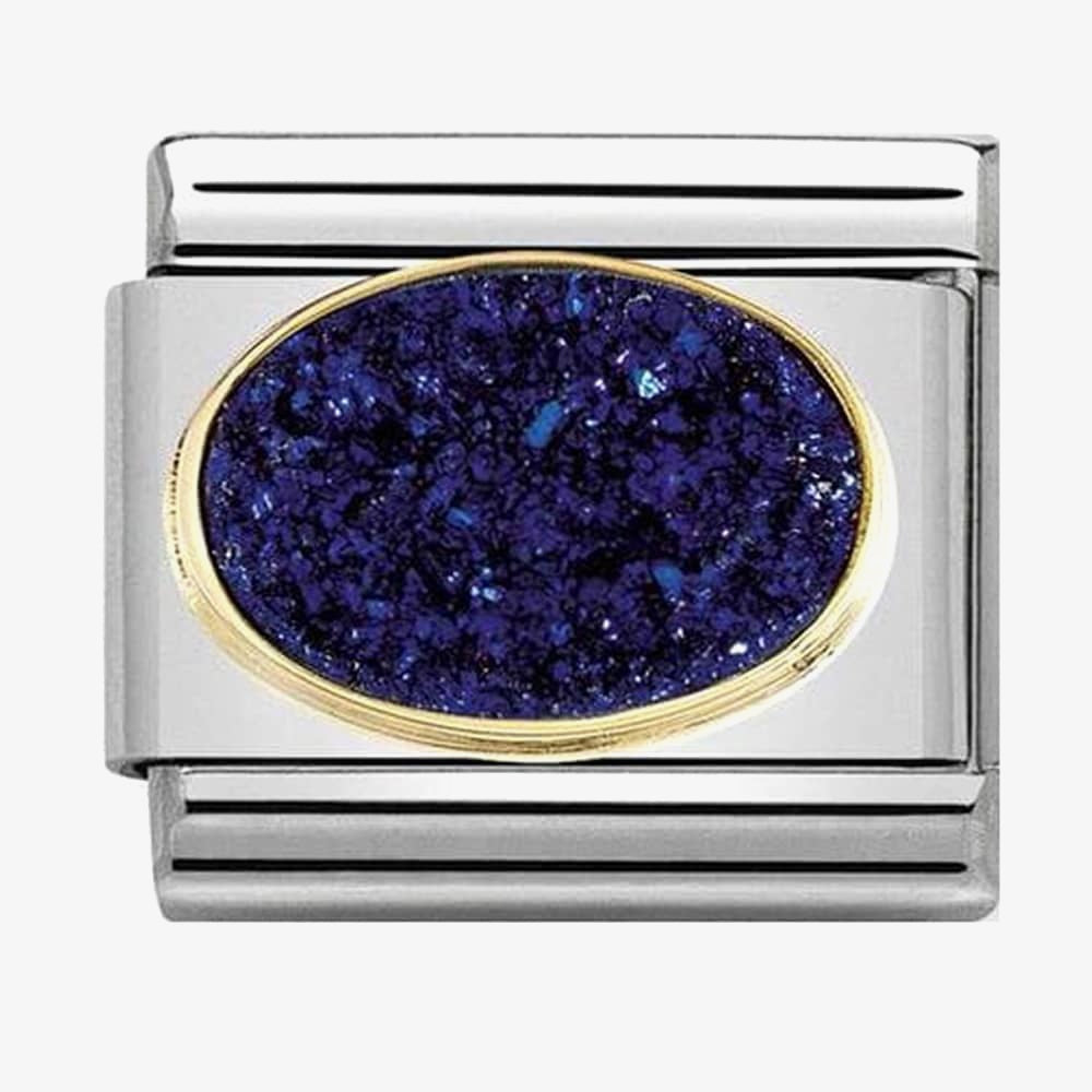 Composable Classic DRUSI in stainless steel, stones and bonded yellow gold (04_Agate Drusie Midnight Blue)