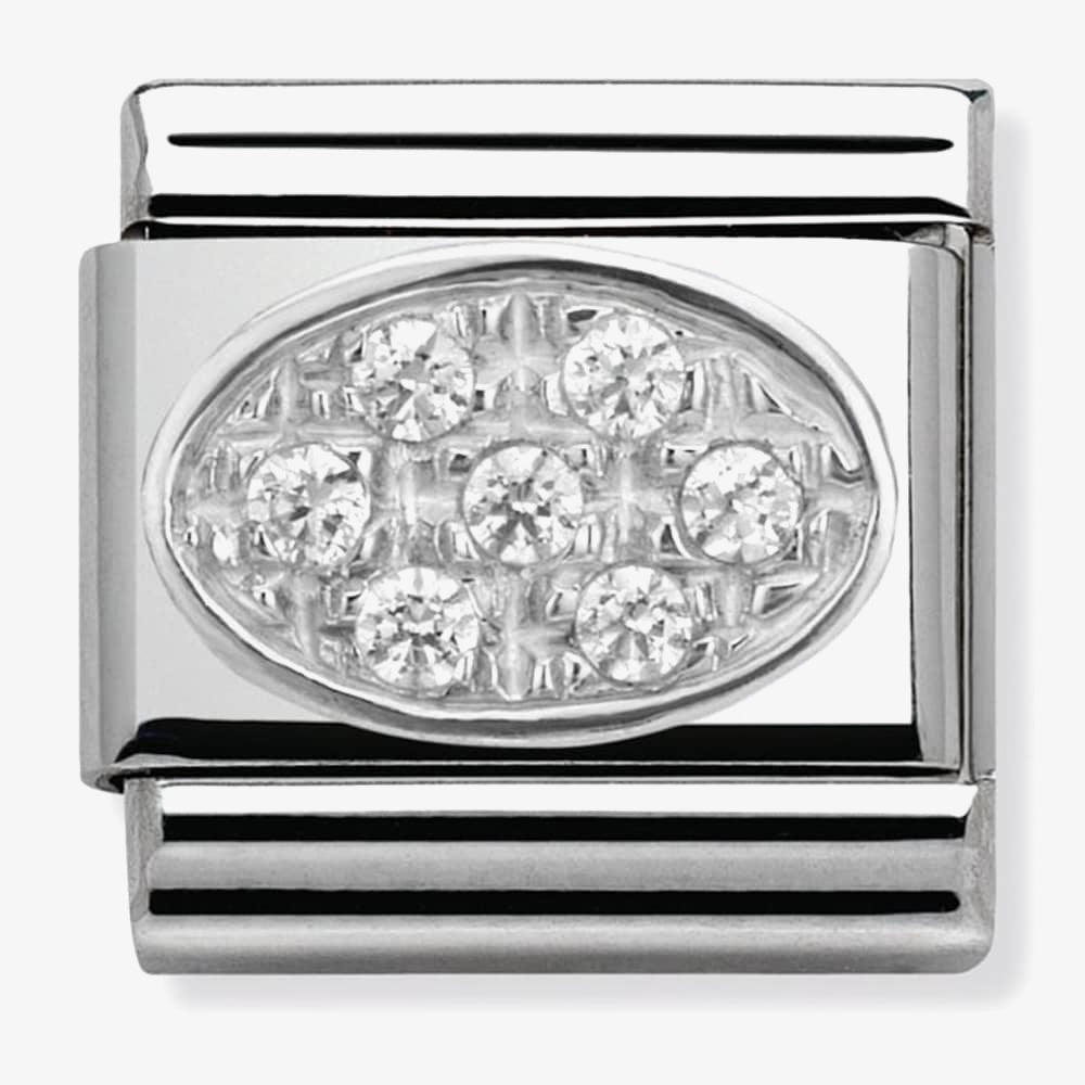 Nomination Classic Silver Oval Pave CZ Charm
