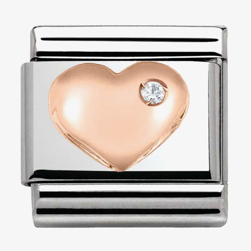 Composable Classic Symbols in stainless steel with 9k rose gold and CZ (01_Heart)