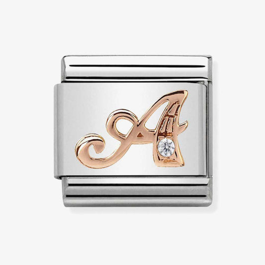 Composable Classic LETTERS steel, zircon and 9k rose gold (01_A)