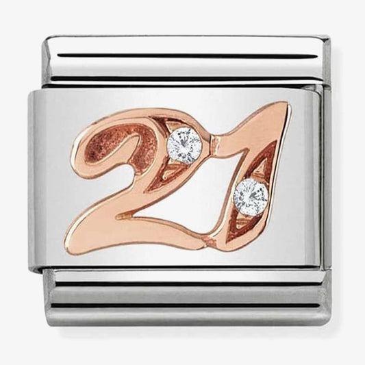 Composable Classic NUMBERS steel, zircon and 9k rose gold (21_21)