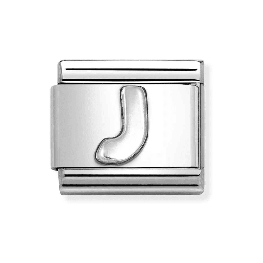 Composable Classic oxidized LETTERS in steel and 925 silver J
