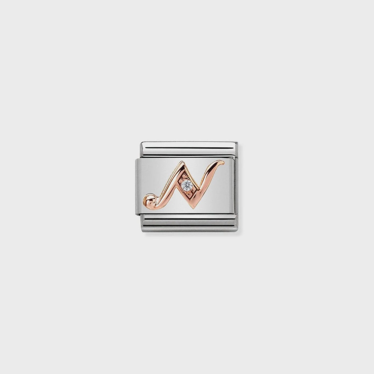 Composable Classic LETTERS steel, zircon and 9k rose gold (14_N)
