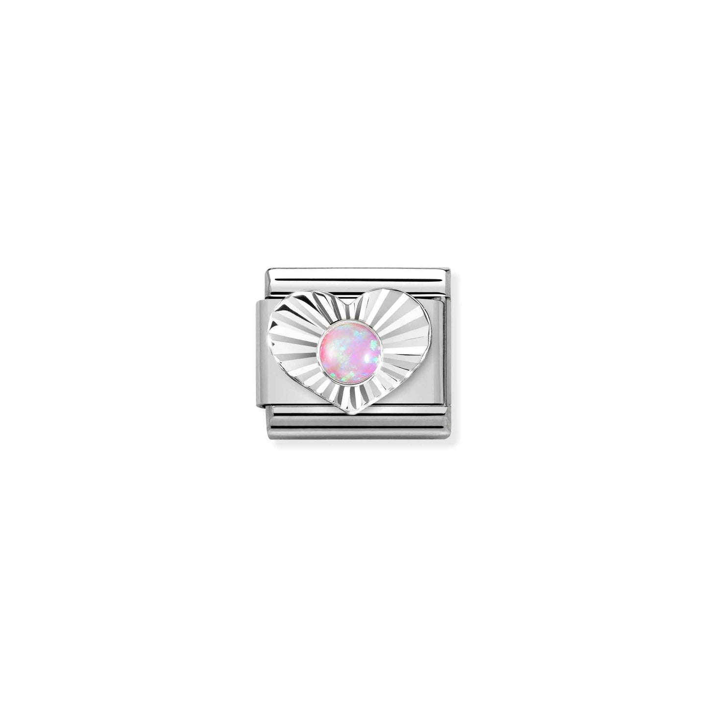 Composable Classic STONES, steel, DIAMOND HEART 925 sterling silver (38_PINK OPAL)