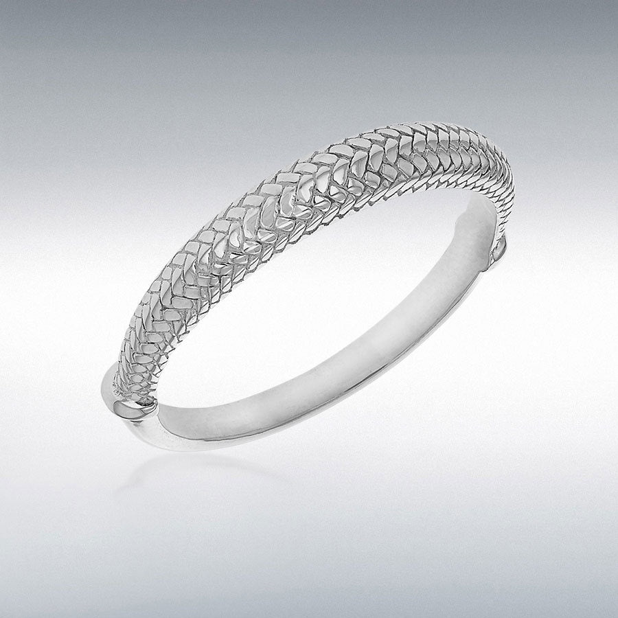STERLING SILVER HALF WOVEN PATTERN BANGLE