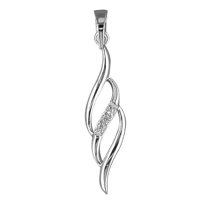 Triple wave with cubic zirconias Necklace on 45cm chain