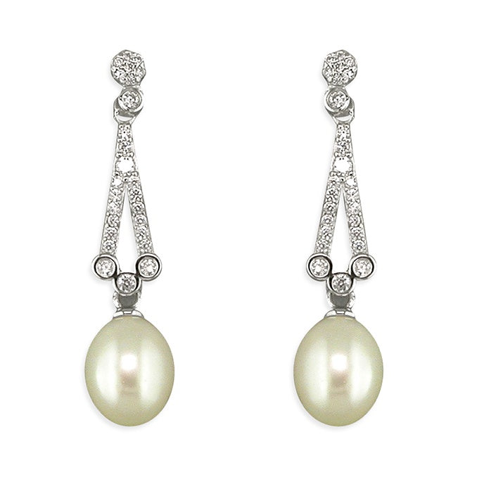 Vitange Pearl CZ drop earrings