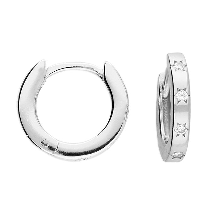 Mini cubic zirconia star huggie hoops