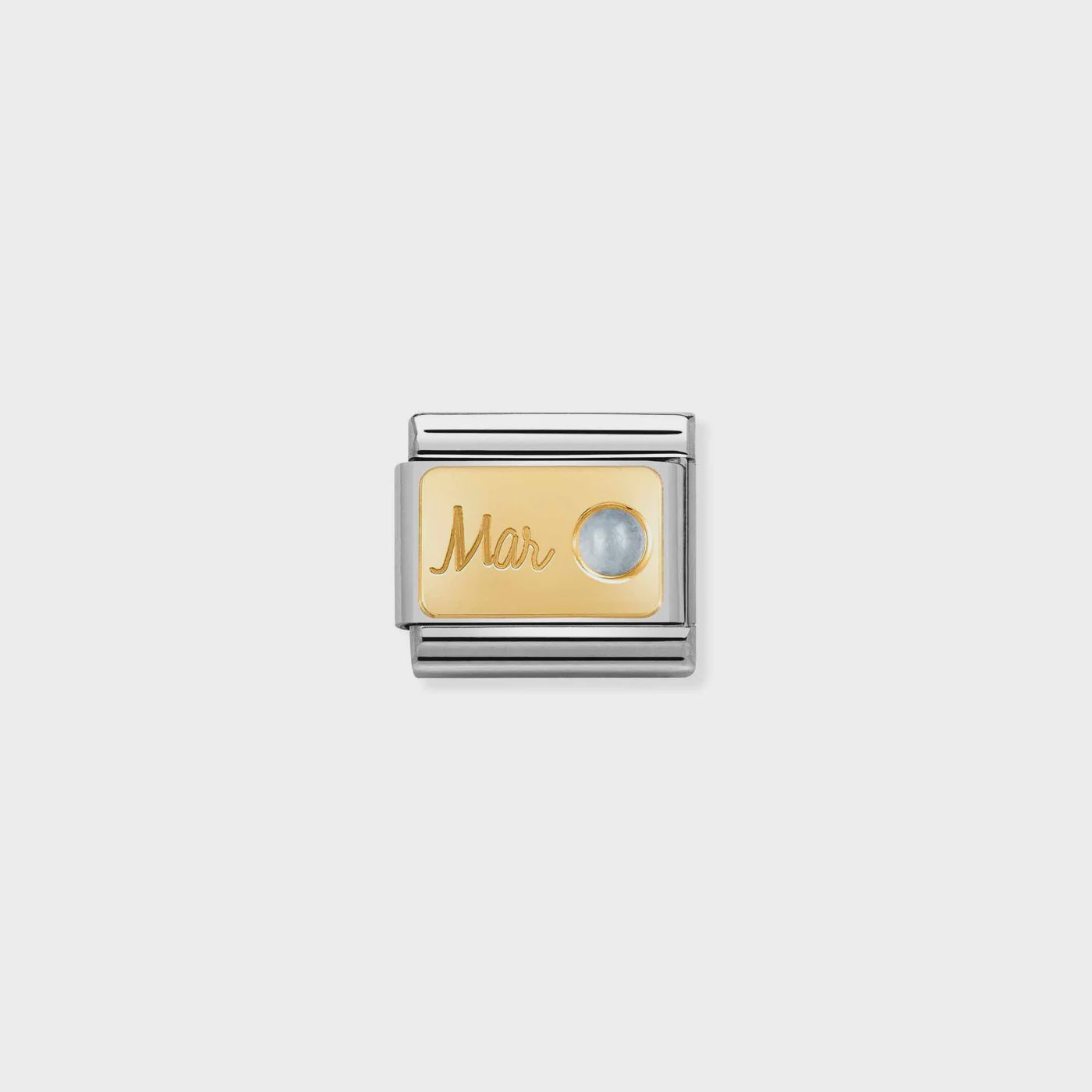 Composable Classic MONTH STONE in steel, stones and bonded yellow gold (03_March AQUAMARINE)