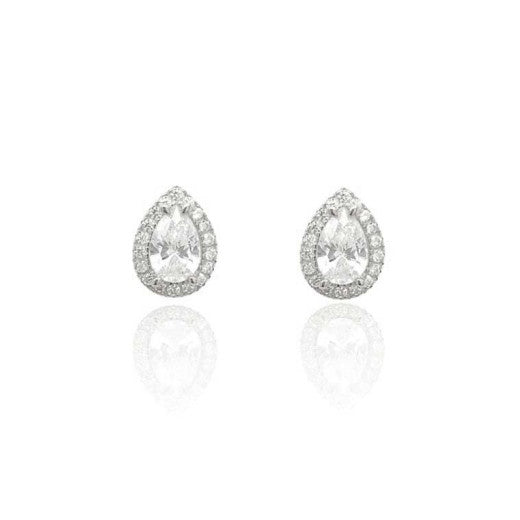 9ct White Gold Cubic Zirconia Pear Cluster Earrings
