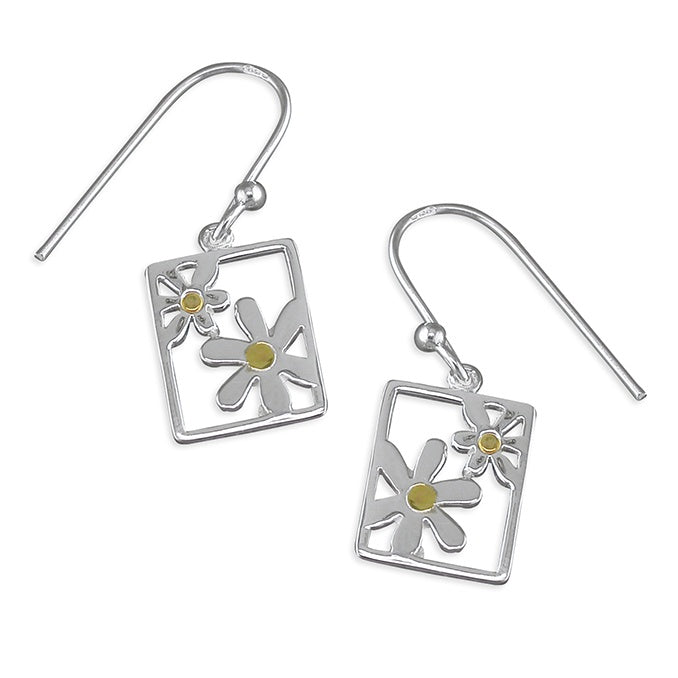 Daisy frame hook drop earrings