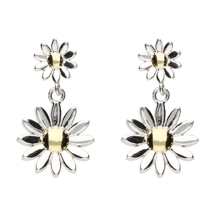 Double Daisy Drop Earrings