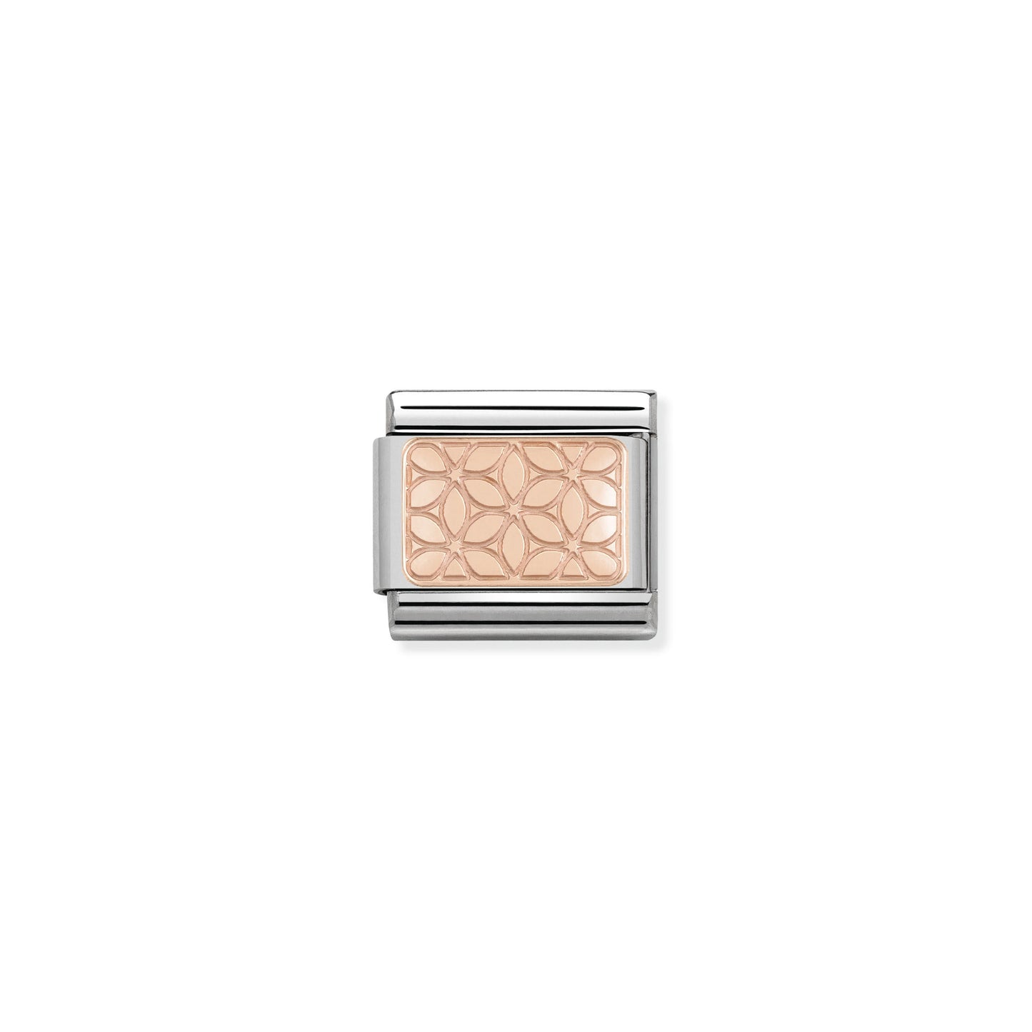 Composable Classic PLATES in stainless steel with 9k rose gold CUSTOM (18_Flowers)