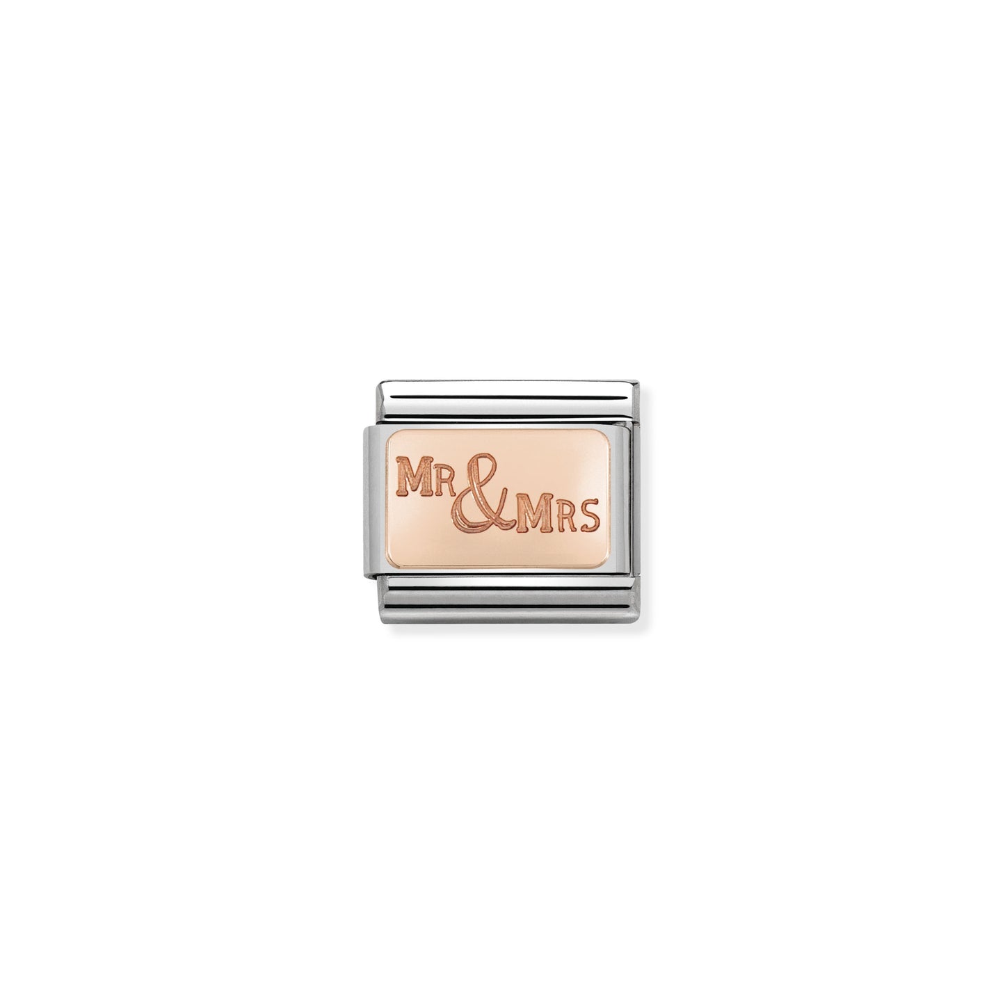 Composable Classic PLATES in stainless steel with 9k rose gold CUSTOM (39_Mr and Mrs plate)