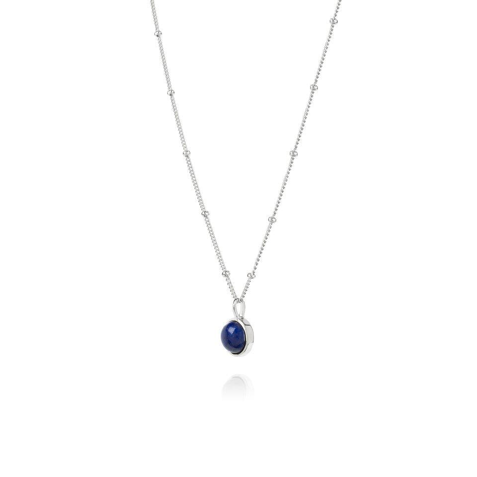 Daisy Lapis Healing Stone Necklace Silver HN1004_SLV