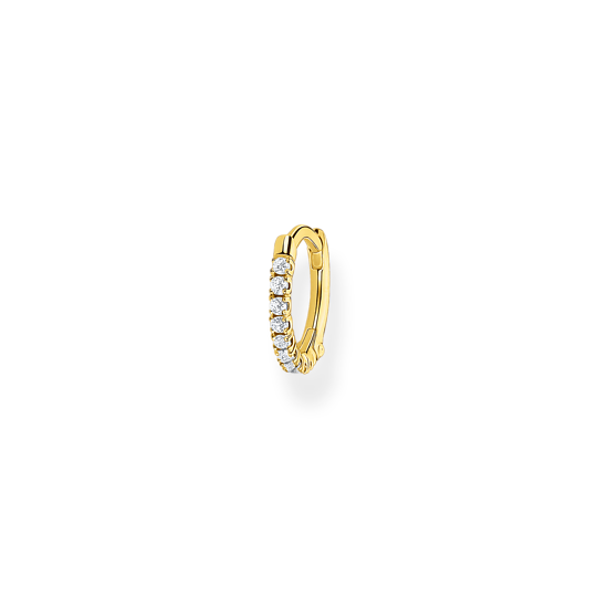 Single hoop earring white stones gold CR658-414-14
