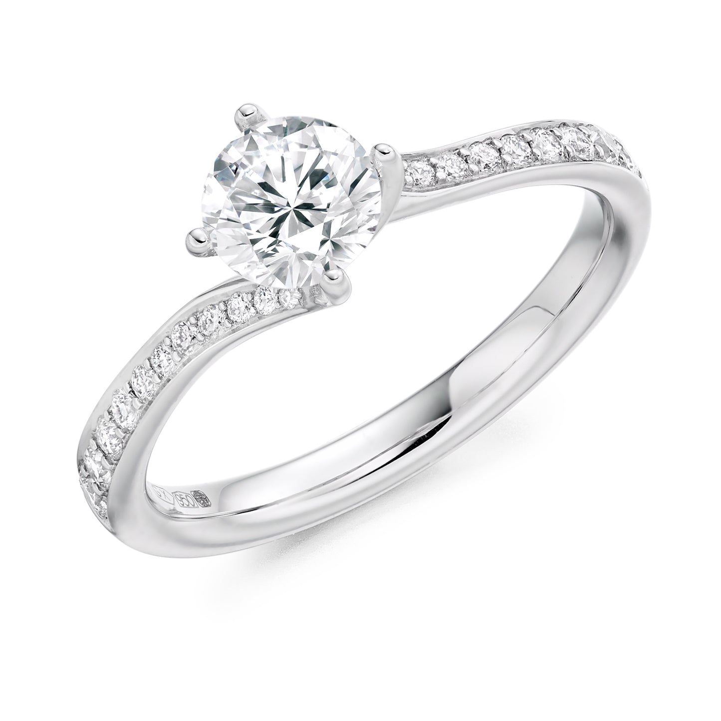 Platinum Round Solitaire Diamond Engagement ring Half Carat