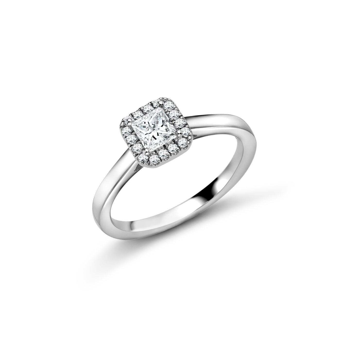 Platinum Princess Cut Halo Engagement Ring