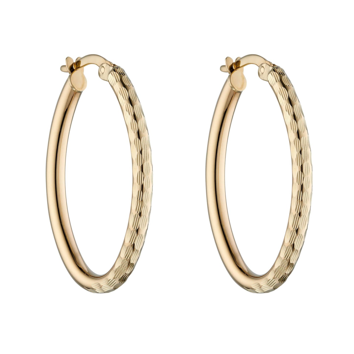 Double Textured Hoop Earrings in Yellow Gold