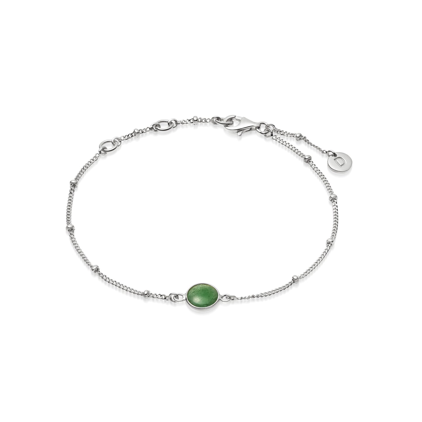 GREEN AVENTURINE HEALING STONE BOBBLE BRACELET SILVER HBR1001_SLV