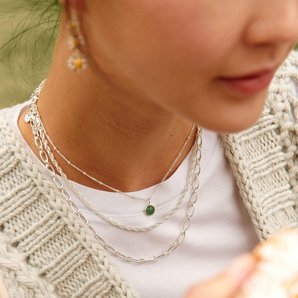 Daisy London Green Aventurine Healing Stone Necklace HN1001_SLV