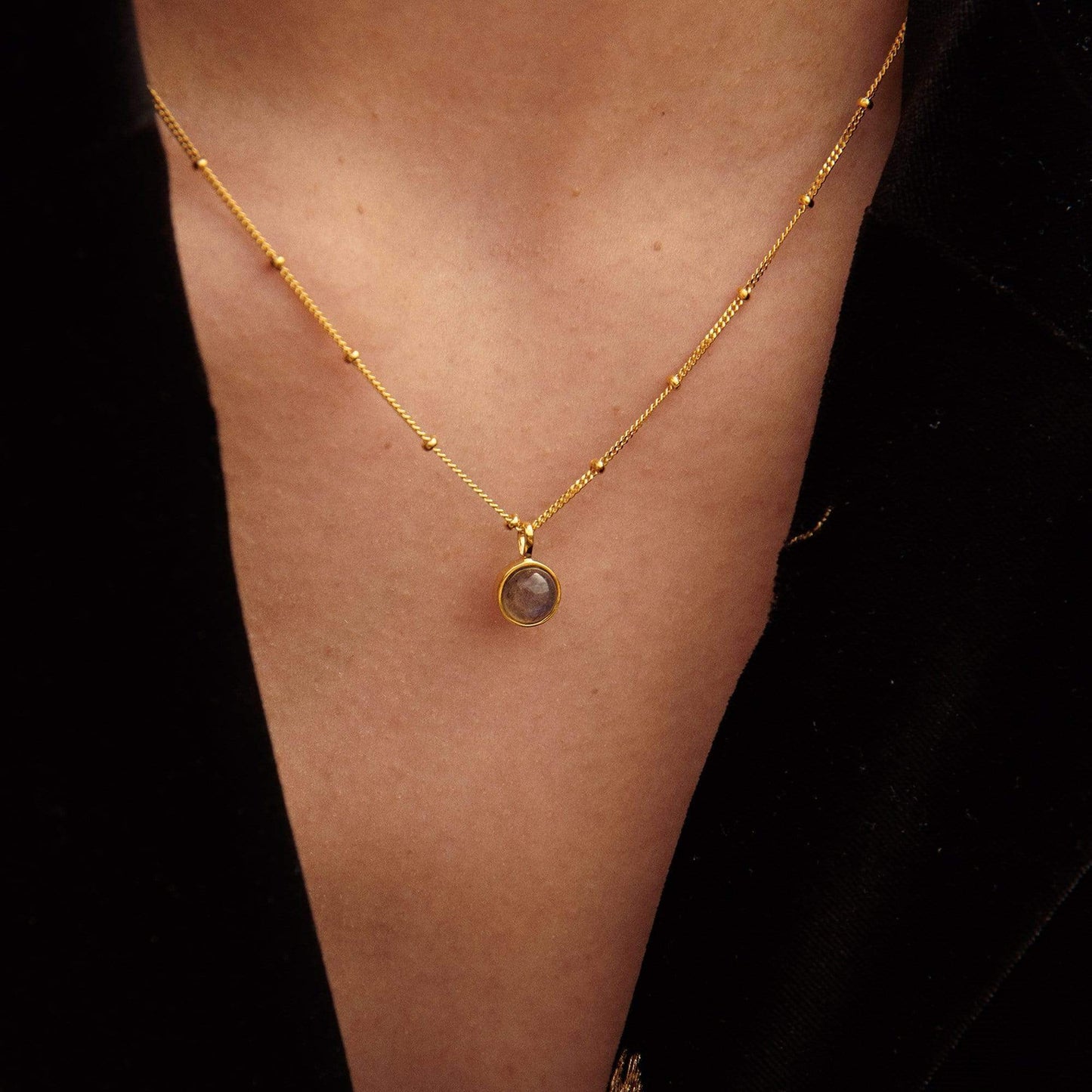 Labradorite Healing Stone Necklace 18Ct Gold Plate HN1007_GP