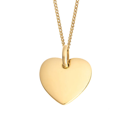 Recycled Silver Heart Tag Pendant with Yellow Gold Plating (P5105)
