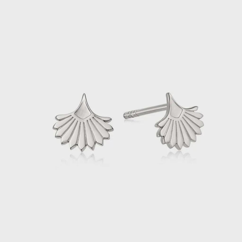 PALM FAN STUD EARRINGS STERLING SILVER