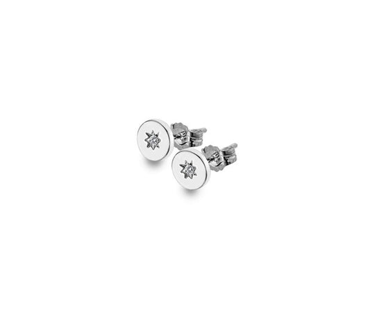 Silver heritage diamond set circle stud s SHTE28
