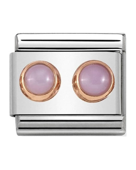 Classic Rose Gold Double Pink Opal Charm