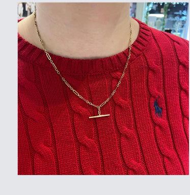 T-Bar Chain Necklace in Yellow Gold