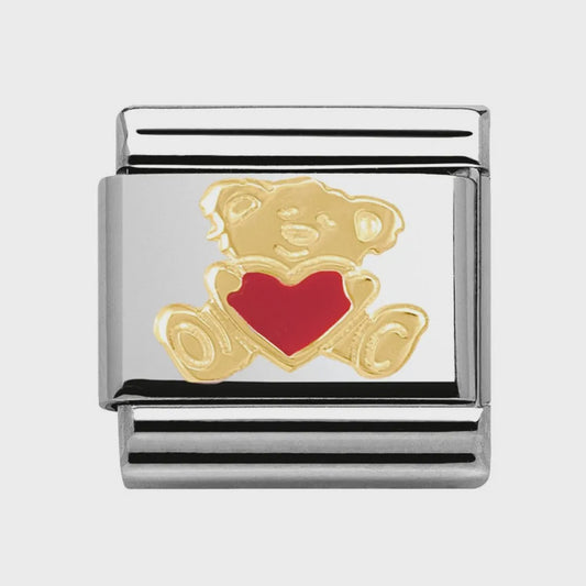 Composable Classic LOVE 1 stainless steel, enamel and bonded yellow gold (32_Bear with heart)