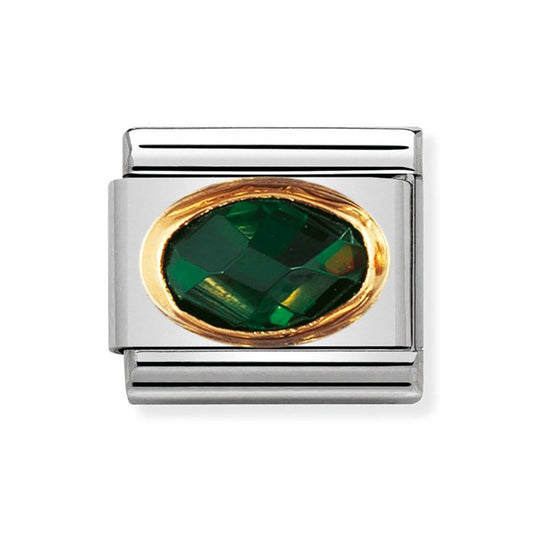 COMPOSABLE Classic FACETED CUBIC zirconia, stainless steel and bonded yellow gold (027_EMERALD GREEN)