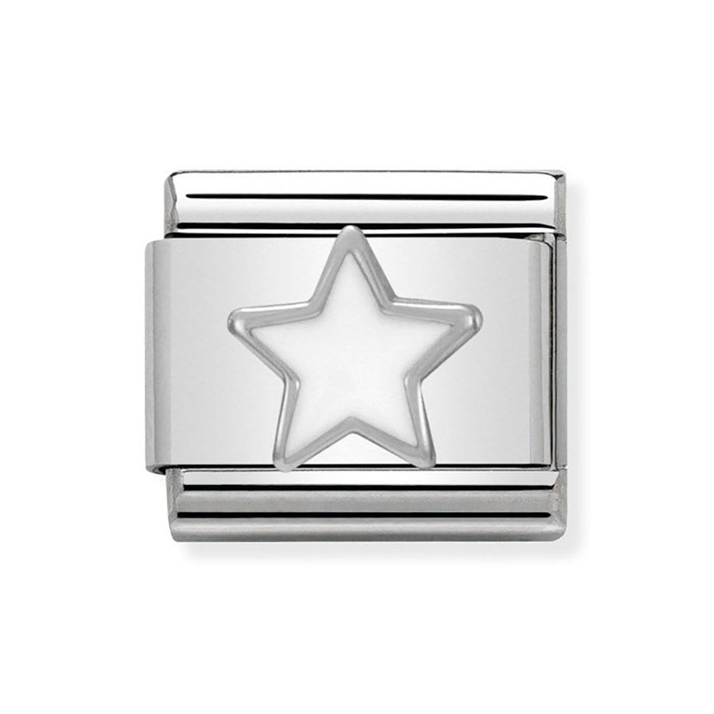 Composable Classic SYMBOLS in stainless steel , enamel and silver 925 (04_White Star)