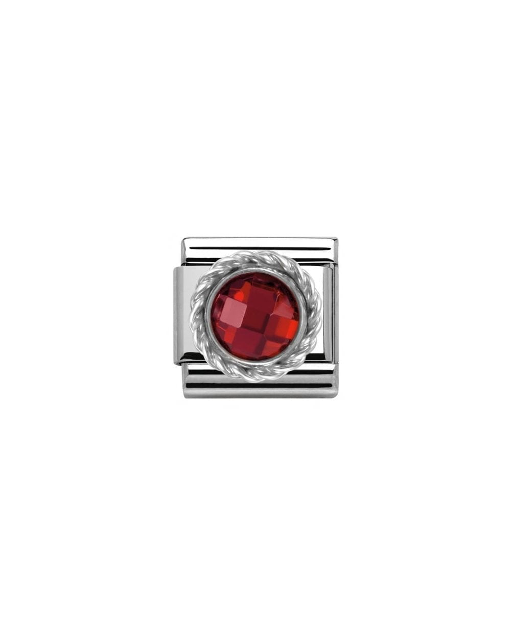 Comp, CL CZ ROUND FACETED STONES stainless steel and twisted 925 silver detail (005_RED)
