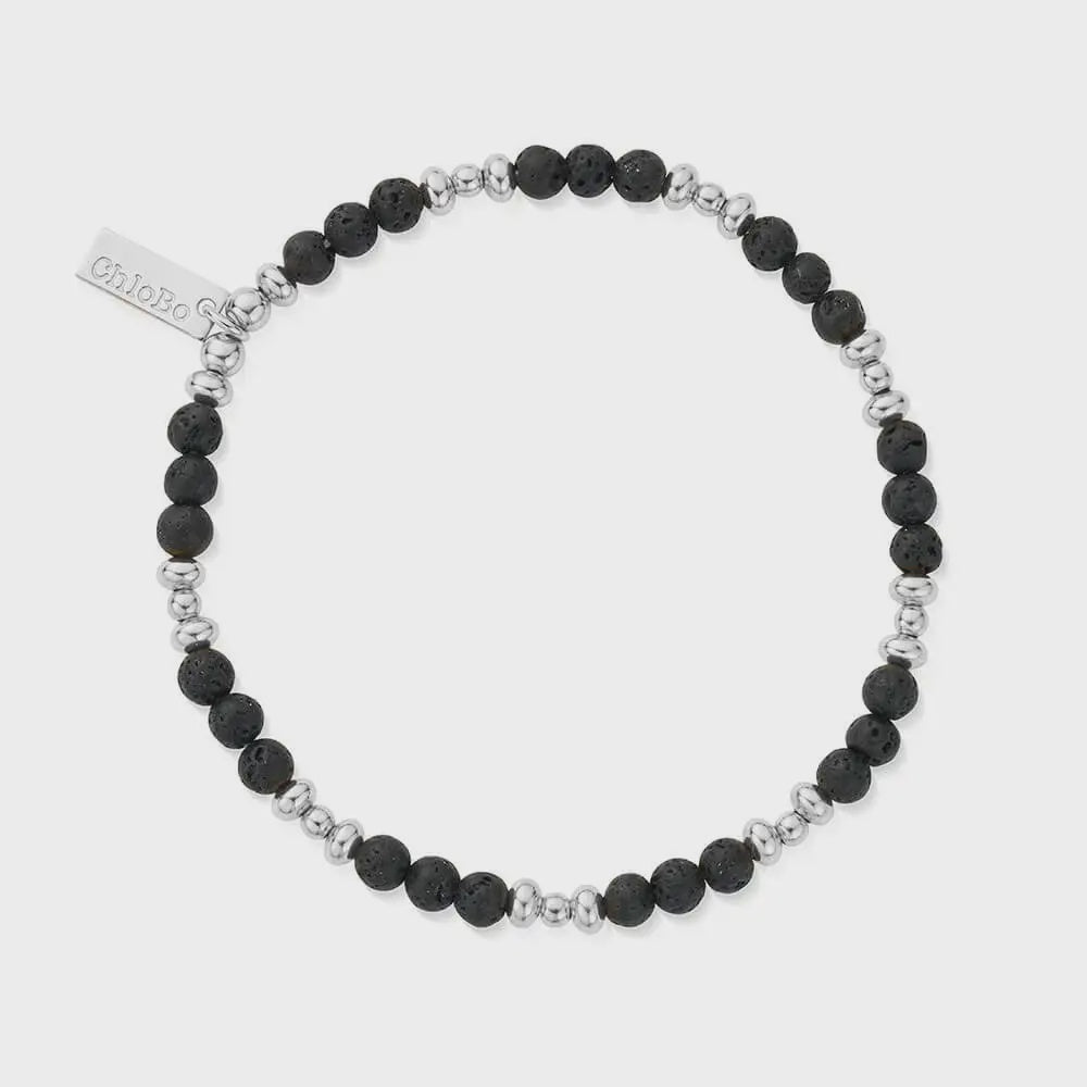 Men's Black Lava Saucer Bracelet SILV