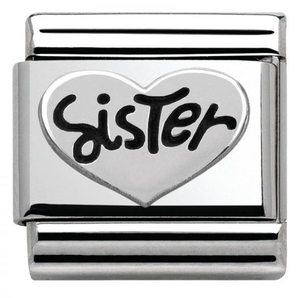 Composable Classic OXIDIZED SYMBOLS in st,steel and sterling silver (11_SISTER Heart)