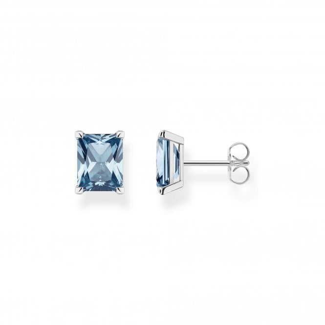 Silver & Light Blue Stud Earrings
