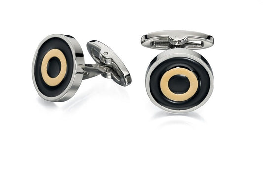 S/STL GLD PVD BLK ENAMEL cufflinks