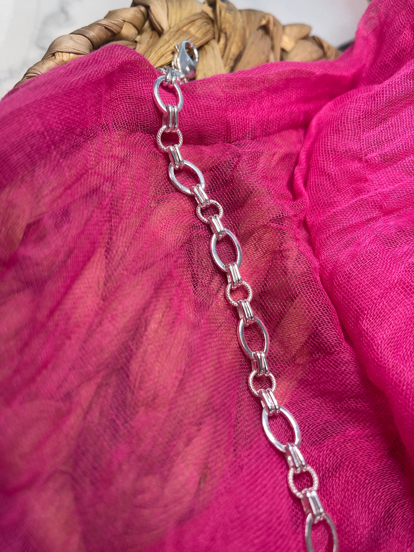 Handmade Double Oval & Round Textured Bracelet