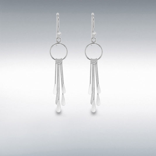 STERLING SILVER CIRCLE AND BAR DROP EARRINGS