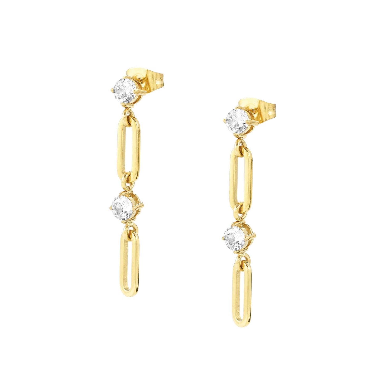 Chainsofstyle drop earrings with CZ stones (Gold IP Plated)