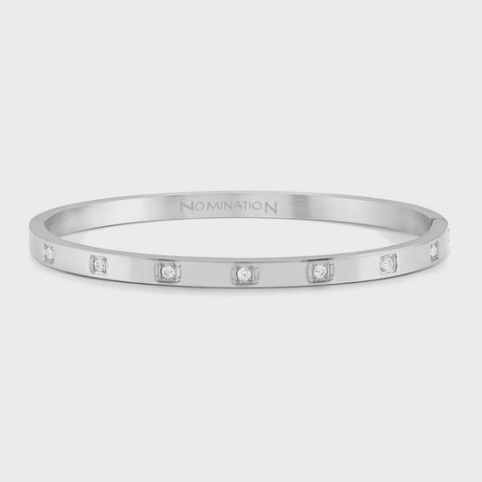 Pretty Bangles in STEEL and Square CZ SIZE LARGE