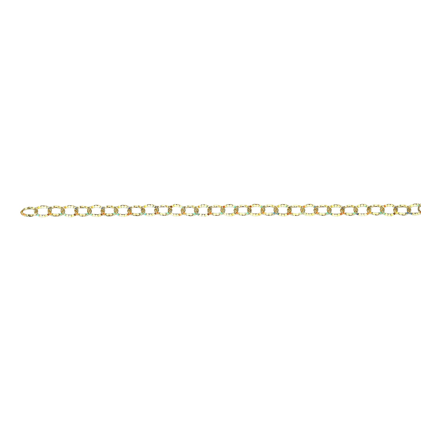 14ct Yellow Gold Filled Oval Cable Star Hammered 21cm Welding Bracelet