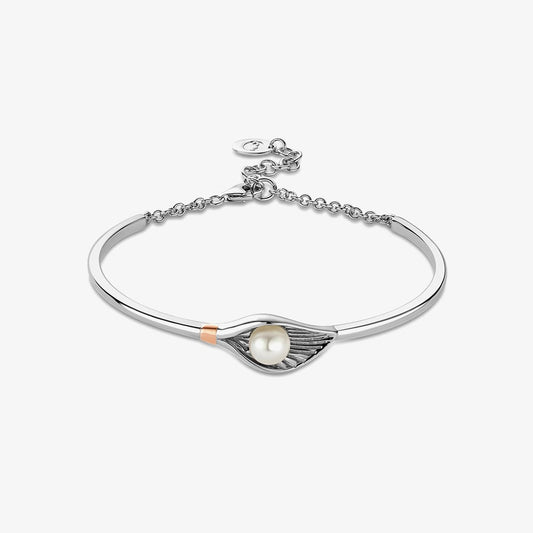 Clogau Beachcomber Shell Silver and Pearl Banglet