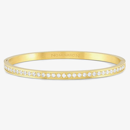 Pretty Bangles bracelet with White CZ (Gold IP Plated) SIZE SMALL