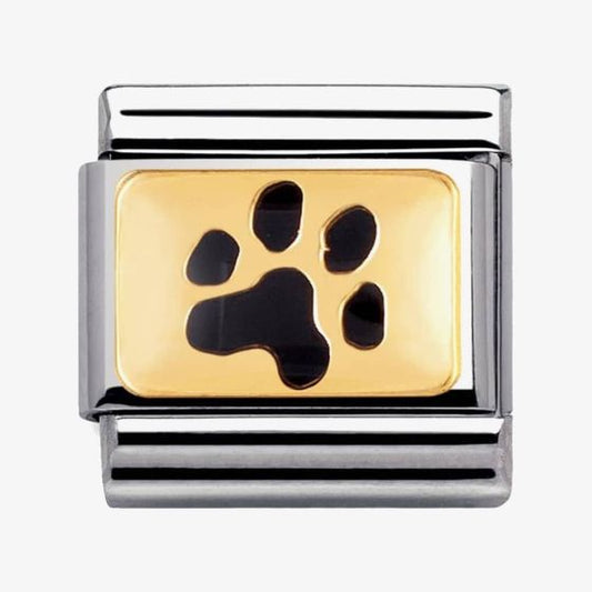 Composable Classic PLATES steel , enamel and bonded yellow gold (47_Paw print)