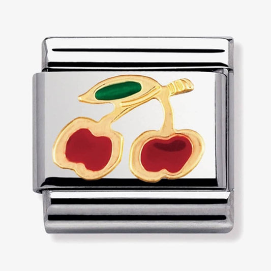 COMPOSABLE Classic FRUITS in stainless steel with enamel and bonded yellow gold (05_Cherry)