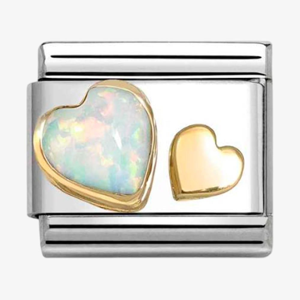 Composable Classic Link, Hearts, White Opal